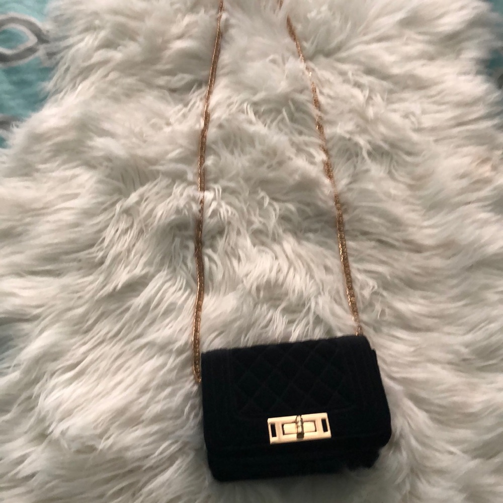 Olivia Miller Velvet Quilted bag w/gold chain